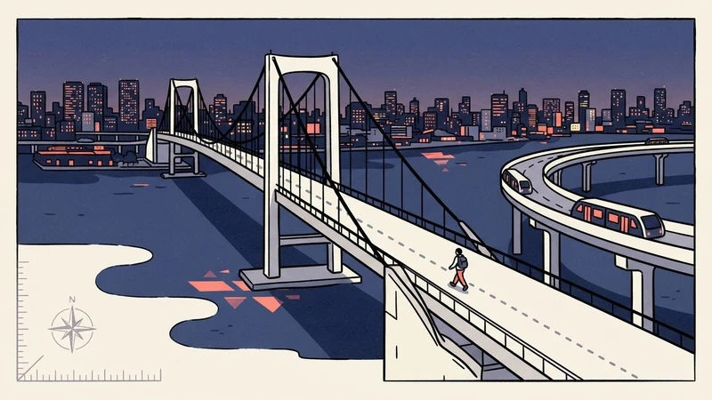 ゆりかもめ「一周」を徒歩で｜新橋〜豊洲の片道約15km・約4時間20分、昼と夜景の2つの計画表